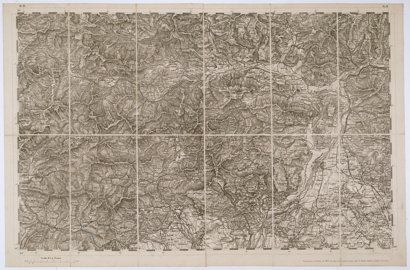 (N:7760) CARTA TOPOGRAFICA DELLA LOMBARDIA, DEL VENETO E DELL'ITALIA CENTRALE - Tavola G2 (B0000345) Carte e stampe antiche: riproduzione a colori su carta (formato A1)