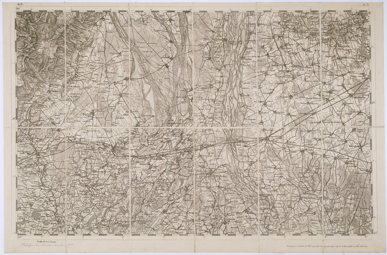 (N:7761) CARTA TOPOGRAFICA DELLA LOMBARDIA, DEL VENETO E DELL'ITALIA CENTRALE - Tavola G3 (B0000346) Carte e stampe antiche: riproduzione a colori su carta (formato A1)