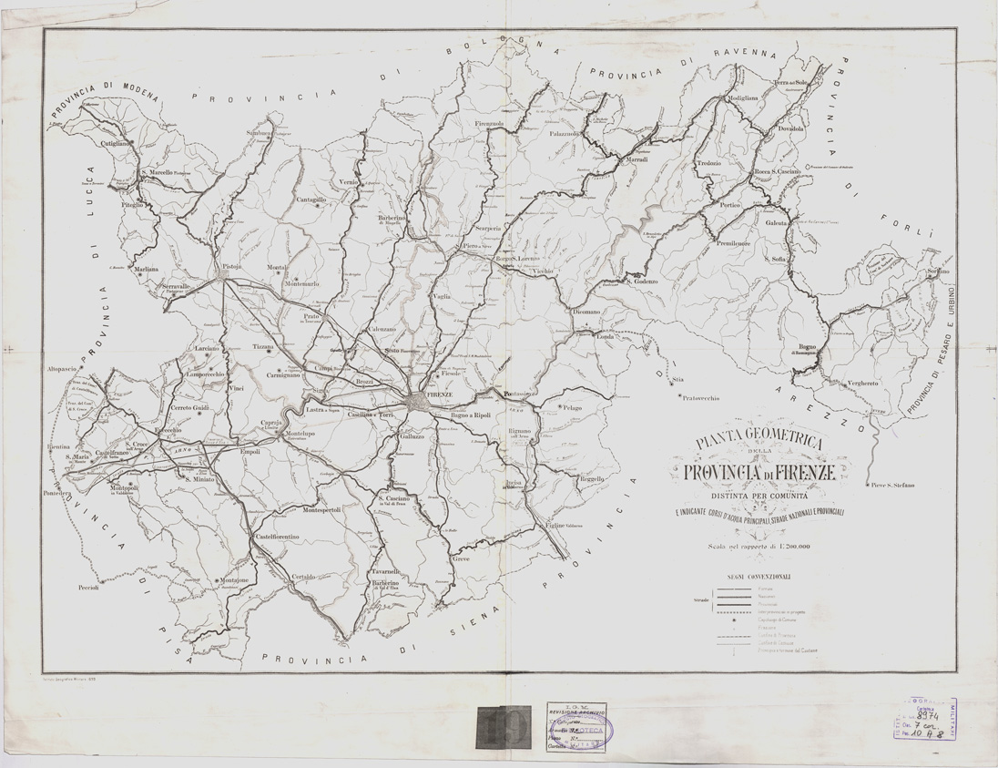 (N:13963) PIANTA GEOMETRICA DELLA PROVINCIA DI FIRENZE DISTINTA PER COMUNITA' (B0000353) Carte e stampe antiche: riproduzione a colori su carta (formato A1)