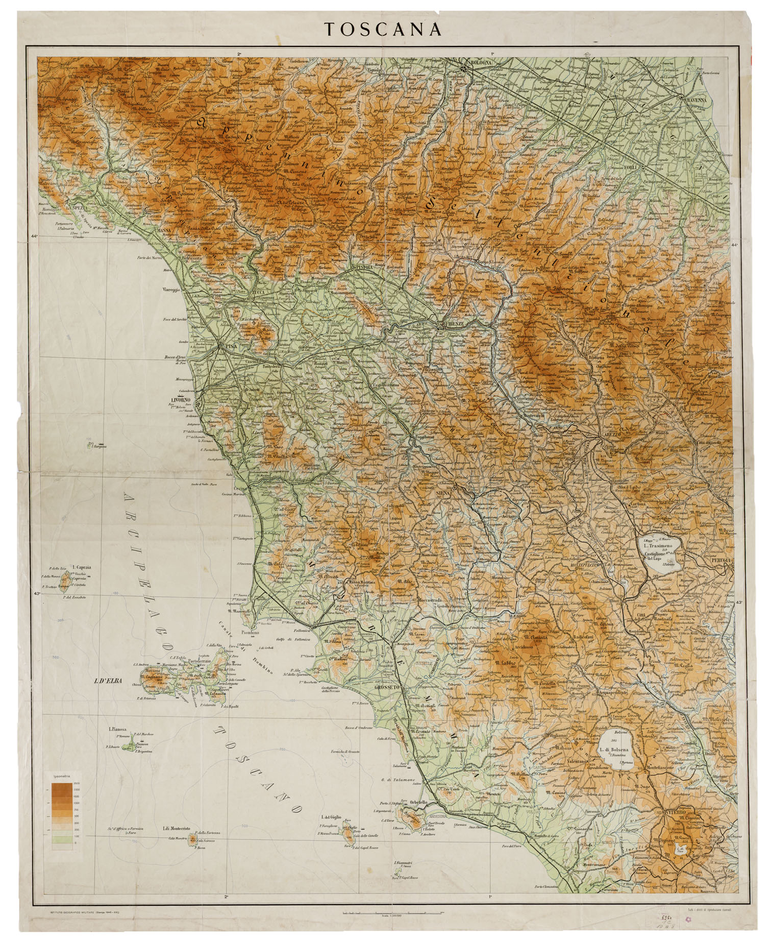 (N:18157) TOSCANA
 (B0000357) Carte e stampe antiche: riproduzione a colori su carta (formato A1)