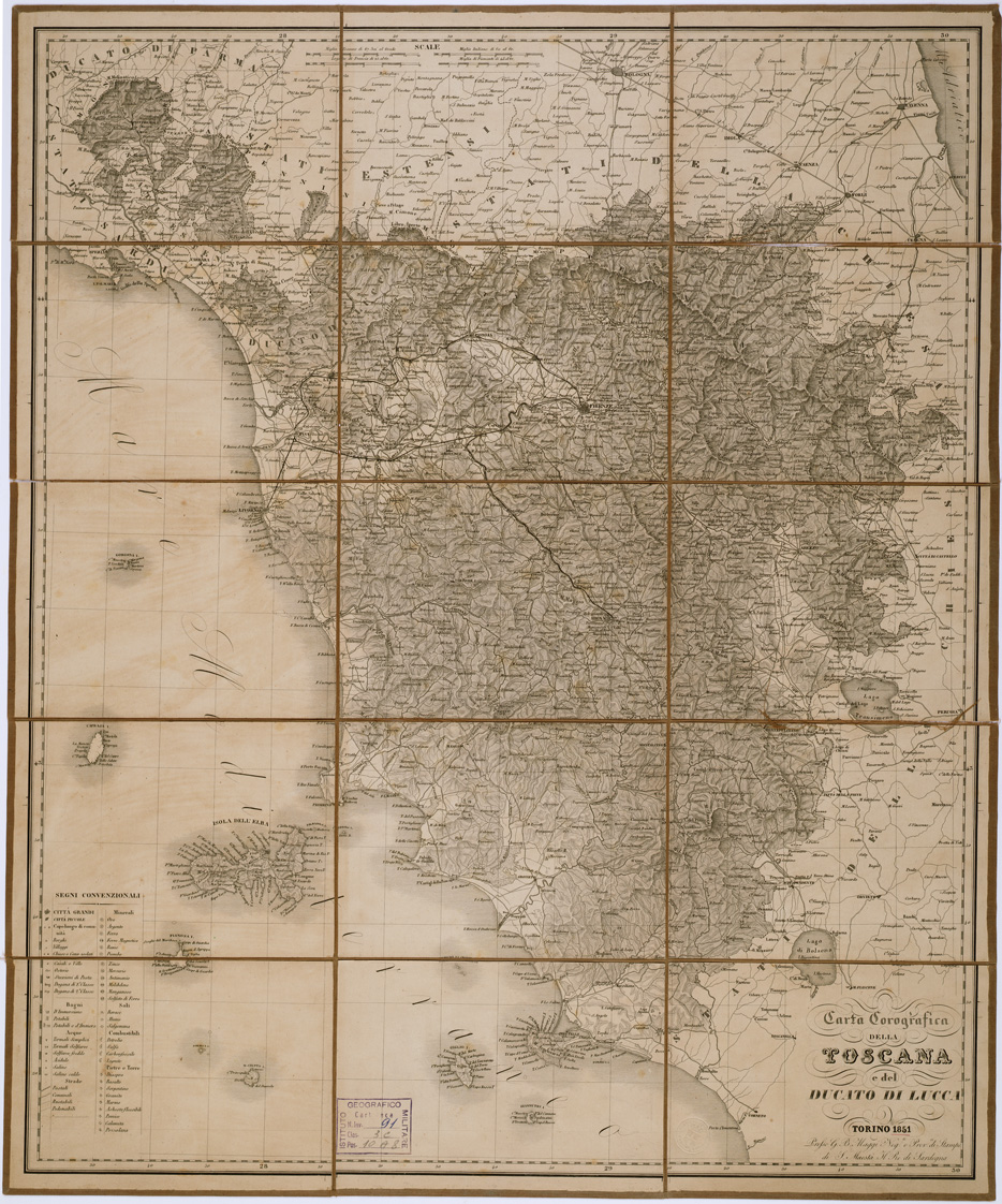 (N:30349) CARTA COROGRAFICA DELLA TOSCANA E DEL DUCATO DI LUCCA (B0000360) Carte e stampe antiche: riproduzione a colori su carta (formato A1)