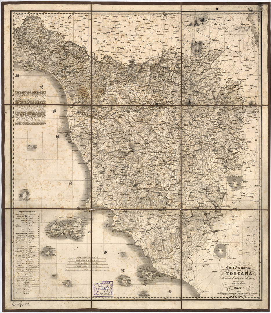 (N:5400) CARTA GEOMETRICA DELLA TOSCANA (B0000362) Carte e stampe antiche: riproduzione a colori su carta (formato A1)