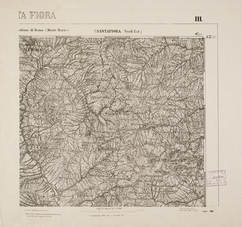 (N:15709) SANTA FIORA III Nord-Est (B0000413) Carte e stampe antiche: riproduzione a colori su carta (formato A1)