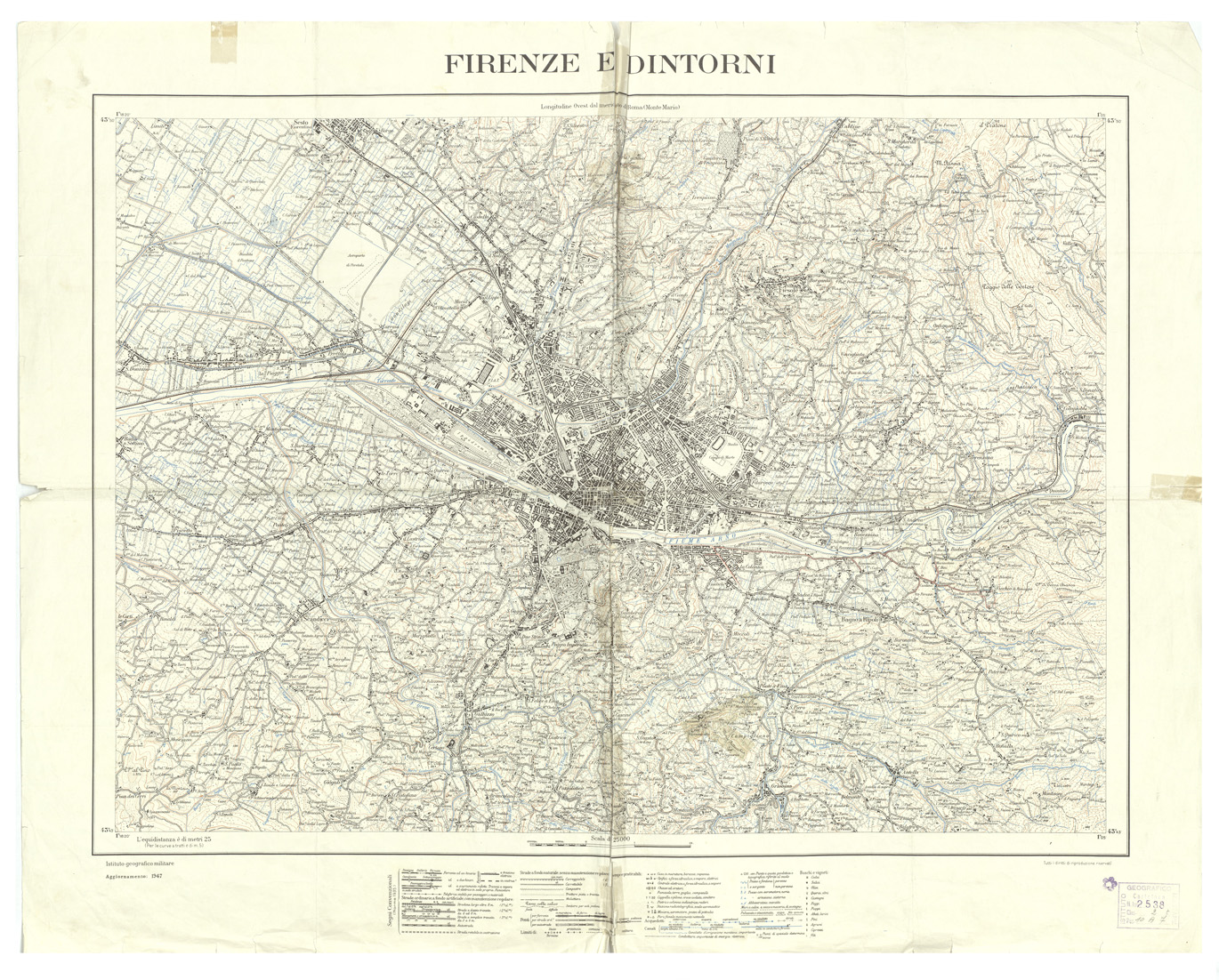 (N:35902) FIRENZE E DINTORNI - TAVOLA 1 (B0000707) Carte e stampe antiche: riproduzione a colori su carta (formato A1)