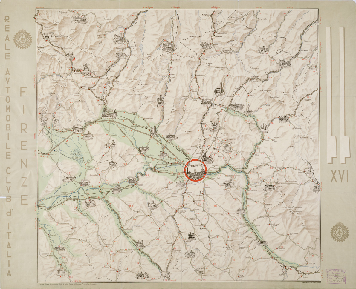 (N:780) CARTA AUTOMOBILISTICA DELLA PROVINCIA DI FIRENZE (B0000745) Carte e stampe antiche: riproduzione a colori su carta (formato A1)