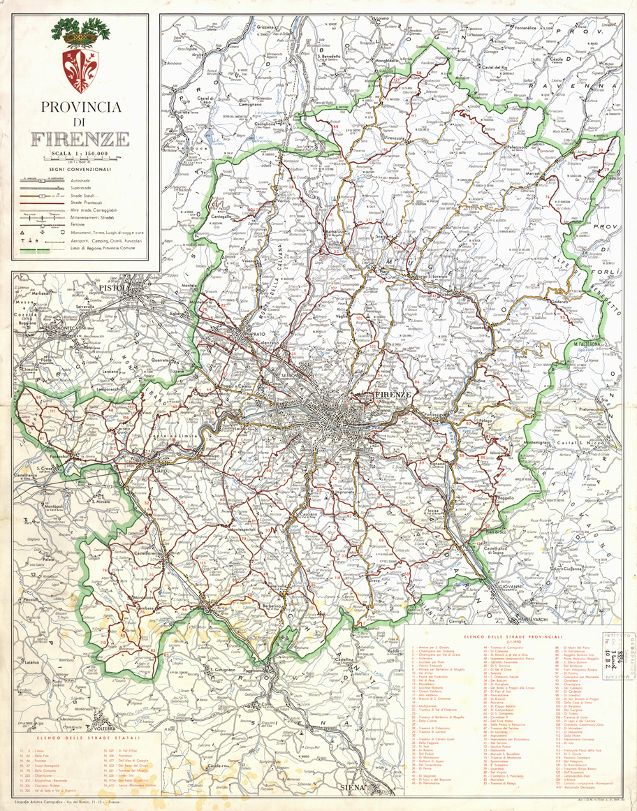 (N:3498) CARTA DELLA PROVINCIA DI FIRENZE (B0000755) Carte e stampe antiche: riproduzione a colori su carta (formato A1)