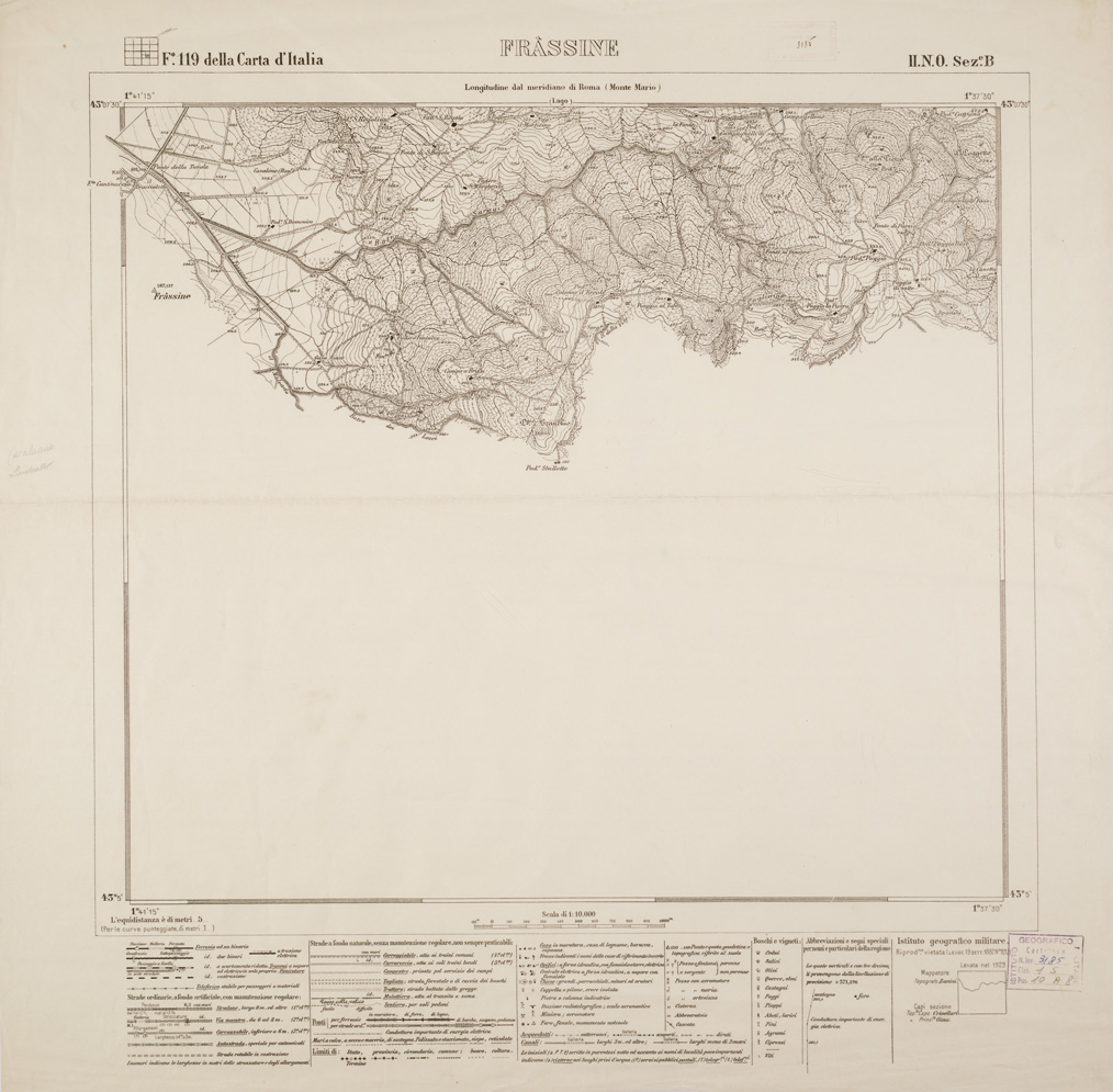 (N:5848) CARTA SPECIALE DEL BACINO BORACIFERO DI LARDERELLO - Foglio 119 DELLA CARTA D'ITALIA II.N.O. SEZ. B - Frassine (B0000797) Carte e stampe antiche: riproduzione a colori su carta (formato A1)