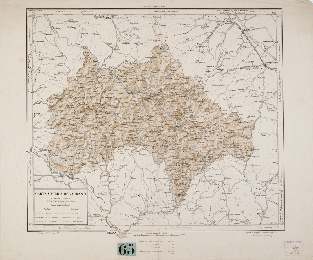 (N:5871) CARTA STORICA DEL CHIANTI (B0000838) Carte e stampe antiche: riproduzione a colori su carta (formato A1)