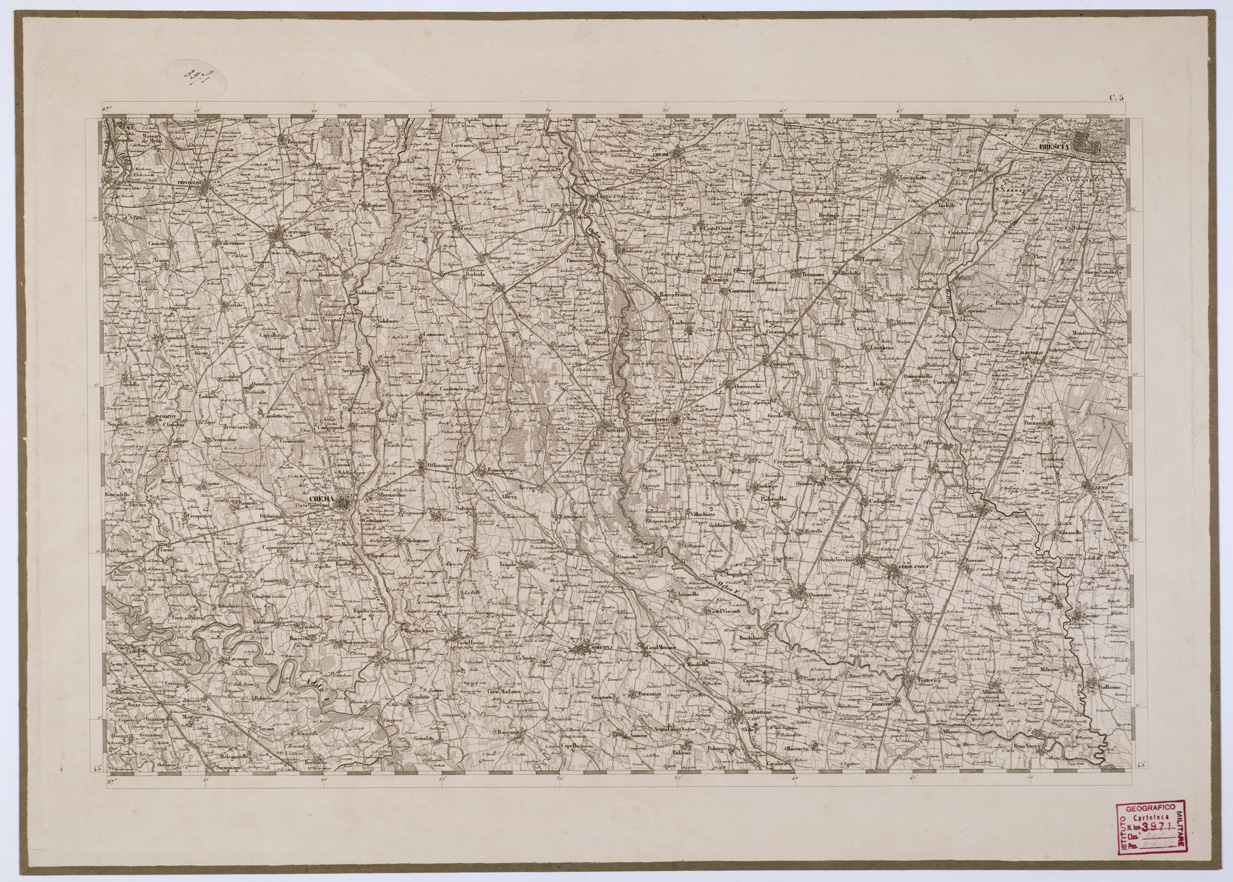 (N:6628) CARTA TOPOGRAFICA DEL REGNO LOMBARDO VENETO - Foglio C. 5 (B0000852) Carte e stampe antiche: riproduzione a colori su carta (formato A1)