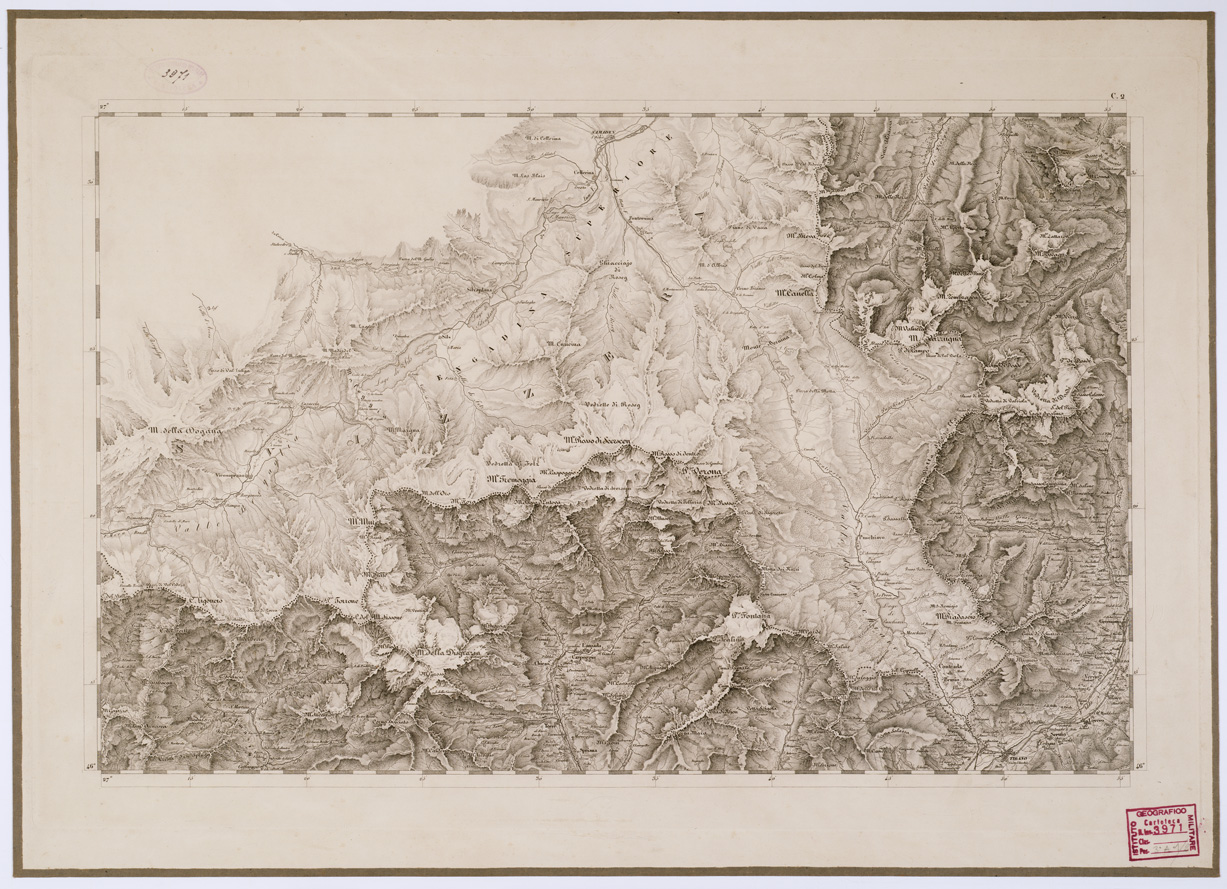 (N:6625) CARTA TOPOGRAFICA DEL REGNO LOMBARDO VENETO - Foglio C. 2 (B0000873) Carte e stampe antiche: riproduzione a colori su carta (formato A1)