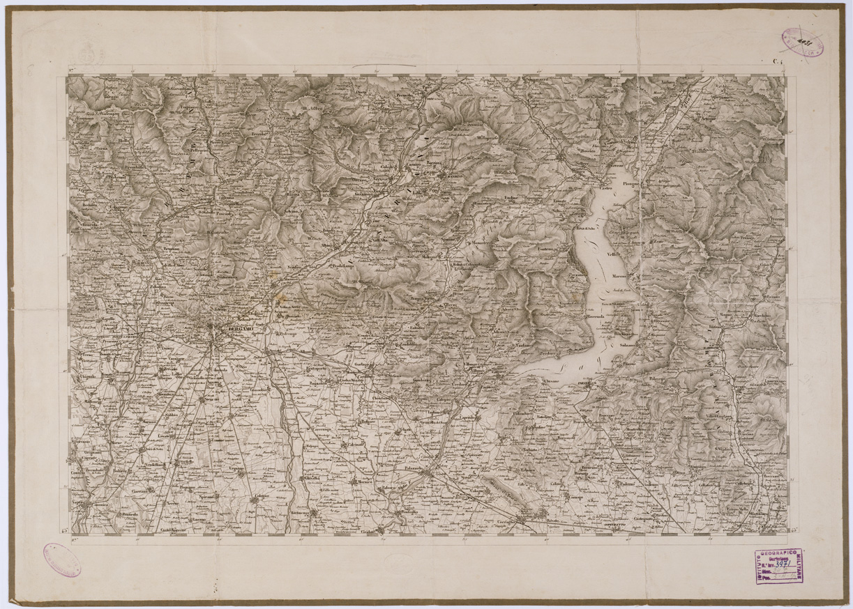 (N:6627) CARTA TOPOGRAFICA DEL REGNO LOMBARDO VENETO - Foglio C. 4 (B0000875) Carte e stampe antiche: riproduzione a colori su carta (formato A1)