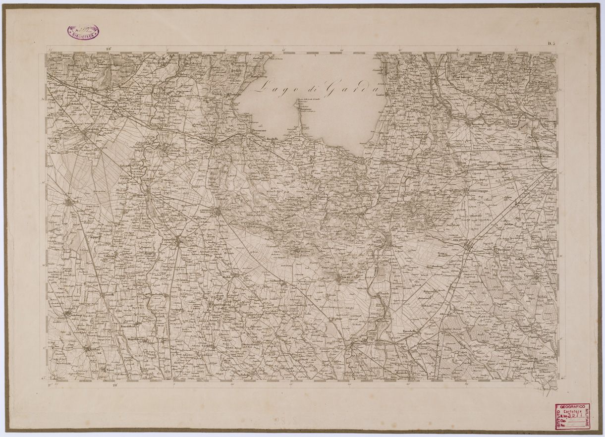 (N:6633) CARTA TOPOGRAFICA DEL REGNO LOMBARDO VENETO - Foglio D. 5 (B0000877) Carte e stampe antiche: riproduzione a colori su carta (formato A1)