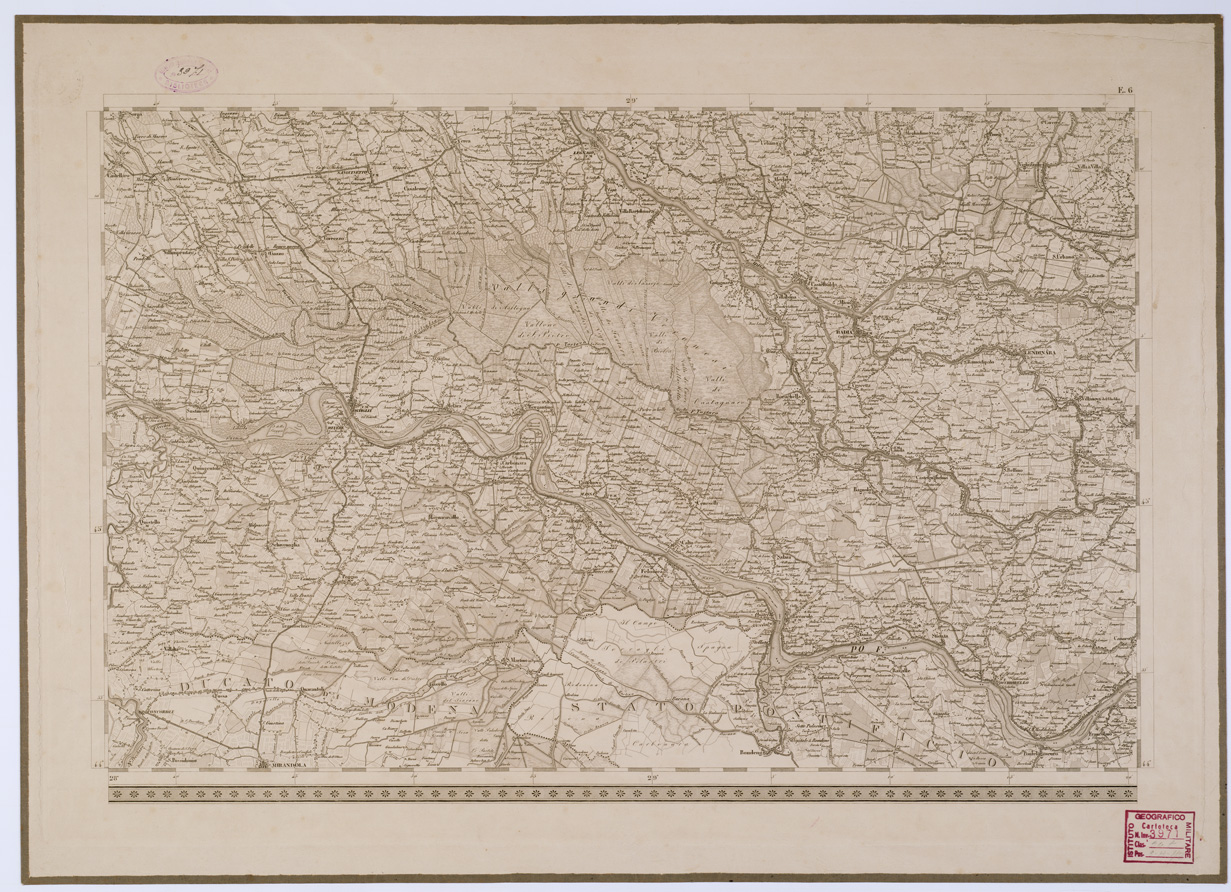 (N:6641) CARTA TOPOGRAFICA DEL REGNO LOMBARDO VENETO - Foglio E. 6 (B0000882) Carte e stampe antiche: riproduzione a colori su carta (formato A1)