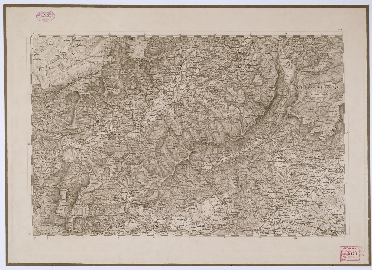(N:6644) CARTA TOPOGRAFICA DEL REGNO LOMBARDO VENETO - Foglio F. 3 (B0000883) Carte e stampe antiche: riproduzione a colori su carta (formato A1)