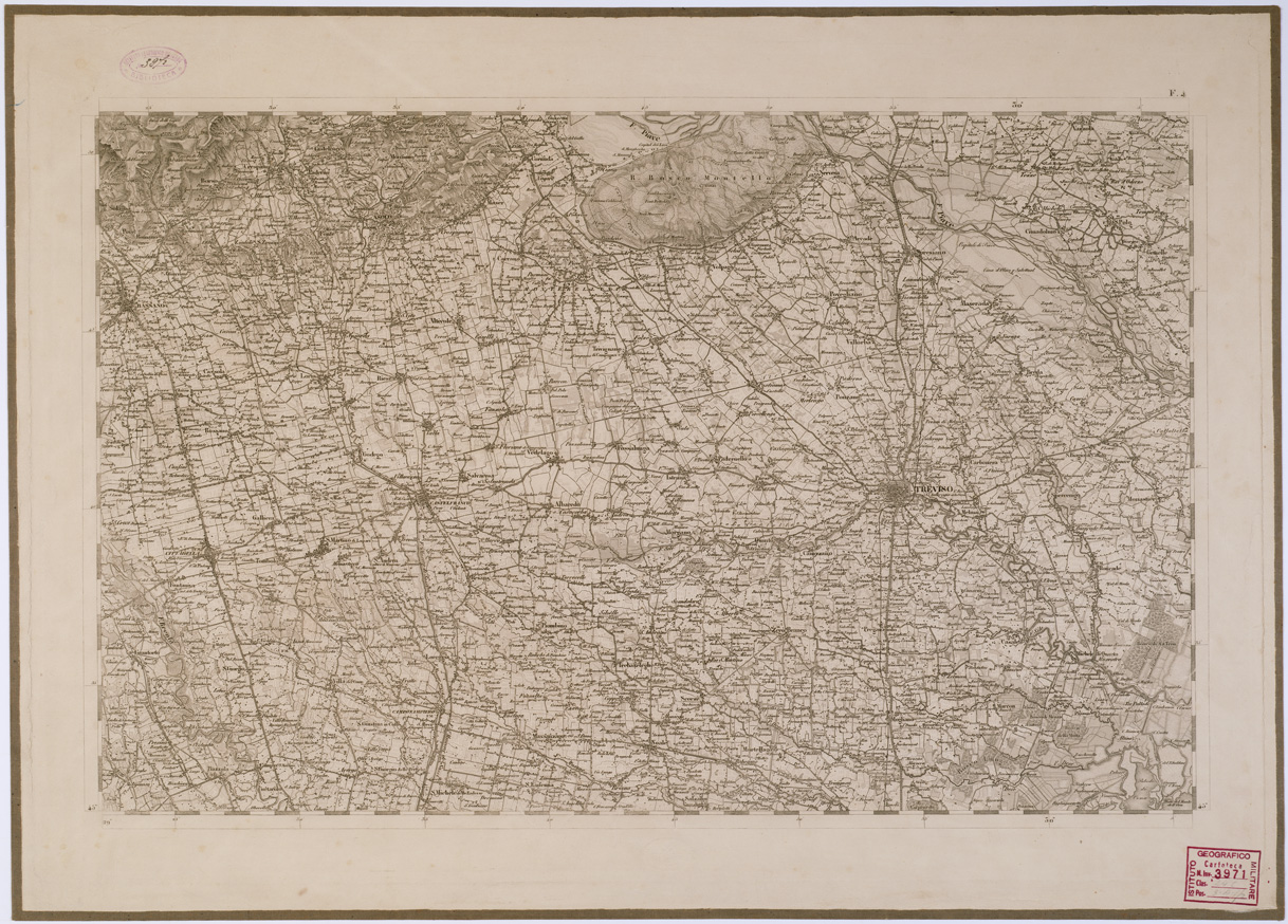 (N:6645) CARTA TOPOGRAFICA DEL REGNO LOMBARDO VENETO - Foglio F. 4 (B0000884) Carte e stampe antiche: riproduzione a colori su carta (formato A1)