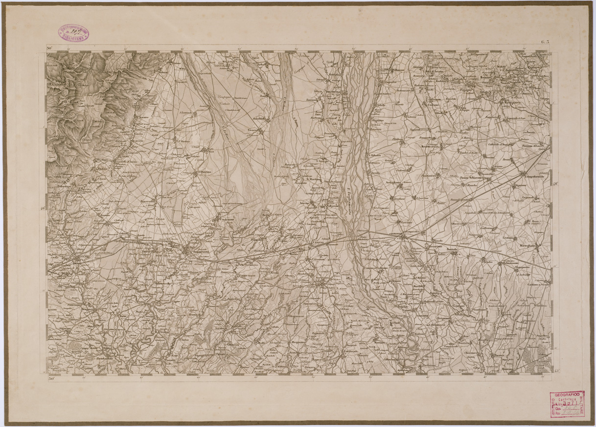 (N:6650) CARTA TOPOGRAFICA DEL REGNO LOMBARDO VENETO - Foglio G. 3 (B0000889) Carte e stampe antiche: riproduzione a colori su carta (formato A1)