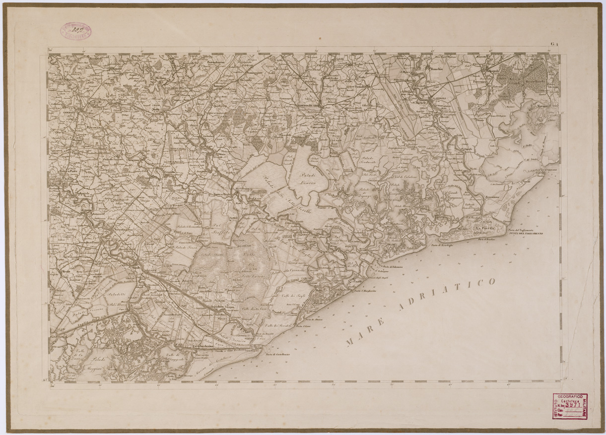 (N:6651) CARTA TOPOGRAFICA DEL REGNO LOMBARDO VENETO - Foglio G. 4 (B0000890) Carte e stampe antiche: riproduzione a colori su carta (formato A1)