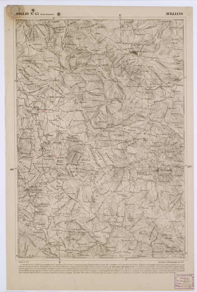 (N:2370) CARTA DELL' ITALIA MERIDIONALE EDITA DALL'ISTITUTO TOPOGRAFICO MILITARE ITALIANO - Foglio 65 parte orientale - Avigliano (B0001052) Carte e stampe antiche: riproduzione a colori su carta (formato A1)