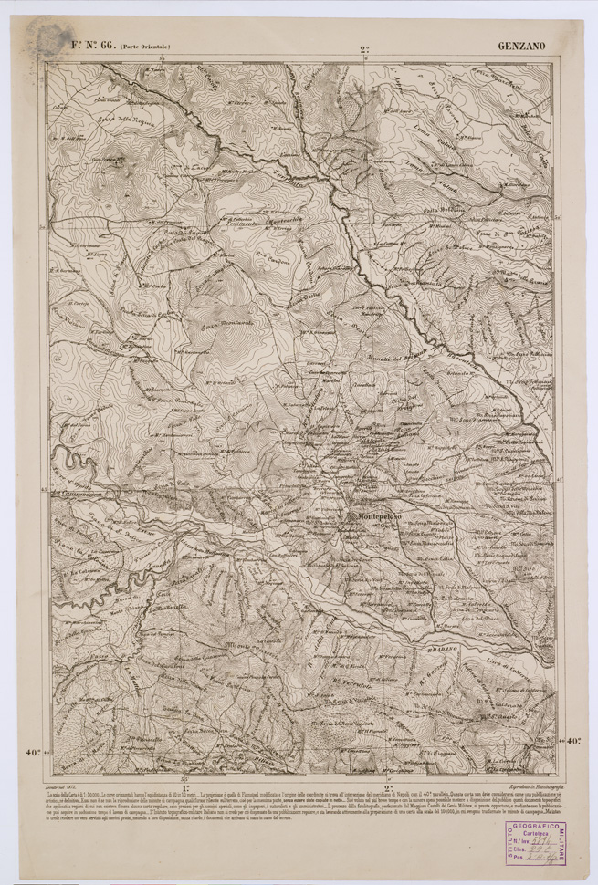 (N:2372) CARTA DELL' ITALIA MERIDIONALE EDITA DALL'ISTITUTO TOPOGRAFICO MILITARE ITALIANO - Foglio 66 parte orientale - Genzano (B0001054) Carte e stampe antiche: riproduzione a colori su carta (formato A1)