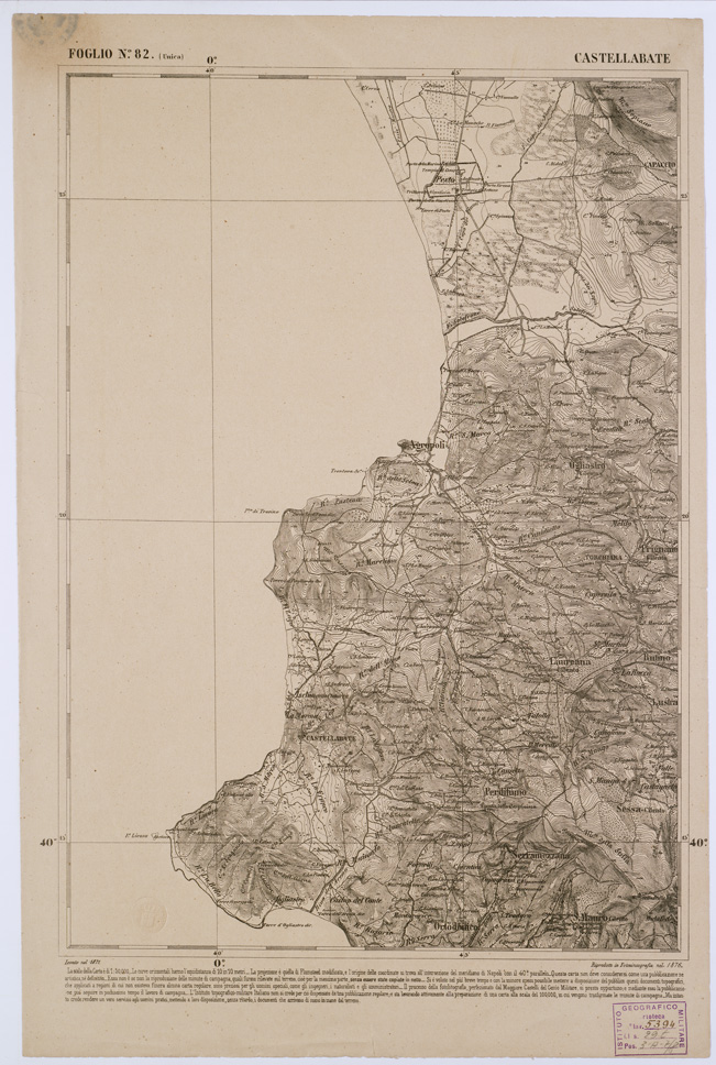 (N:2406) CARTA DELL' ITALIA MERIDIONALE EDITA DALL'ISTITUTO TOPOGRAFICO MILITARE ITALIANO - Foglio 82 - Castellabate (B0001085) Carte e stampe antiche: riproduzione a colori su carta (formato A1)