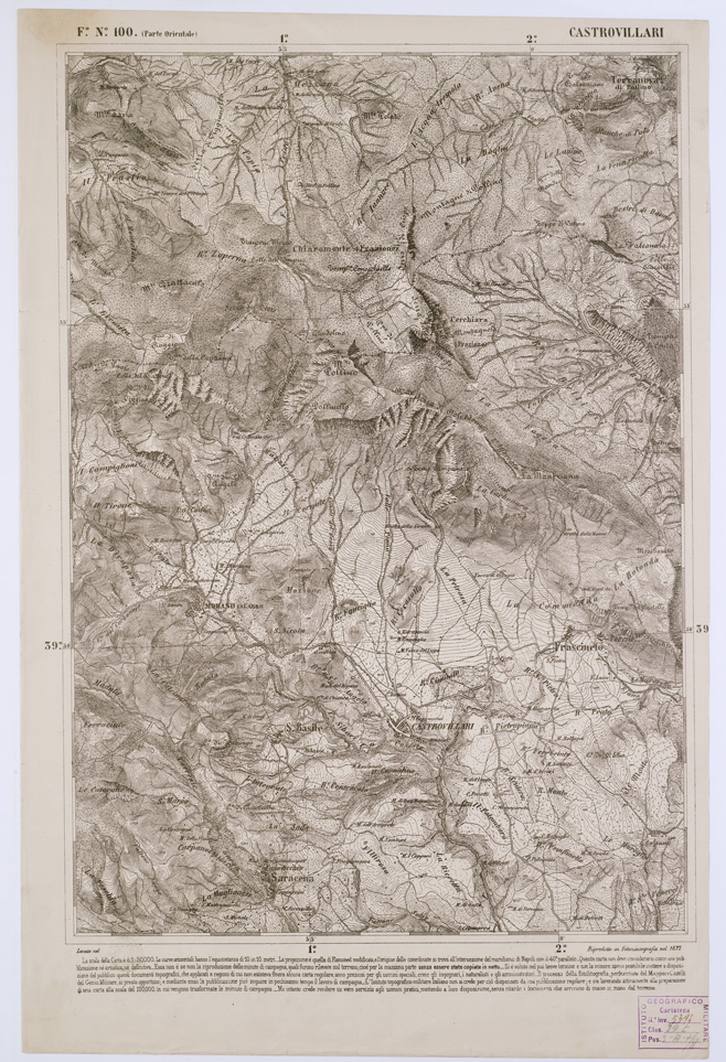 (N:2138) CARTA DELL' ITALIA MERIDIONALE EDITA DALL'ISTITUTO TOPOGRAFICO MILITARE ITALIANO - Foglio 100 parte orientale - Castrovillari (B0001120) Carte e stampe antiche: riproduzione a colori su carta (formato A1)