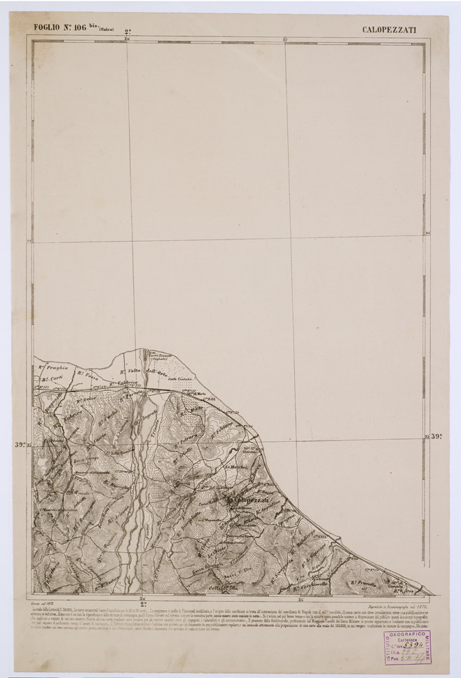 (N:2147) CARTA DELL' ITALIA MERIDIONALE EDITA DALL'ISTITUTO TOPOGRAFICO MILITARE ITALIANO - Foglio 106 bis - Calopezzati (B0001131) Carte e stampe antiche: riproduzione a colori su carta (formato A1)