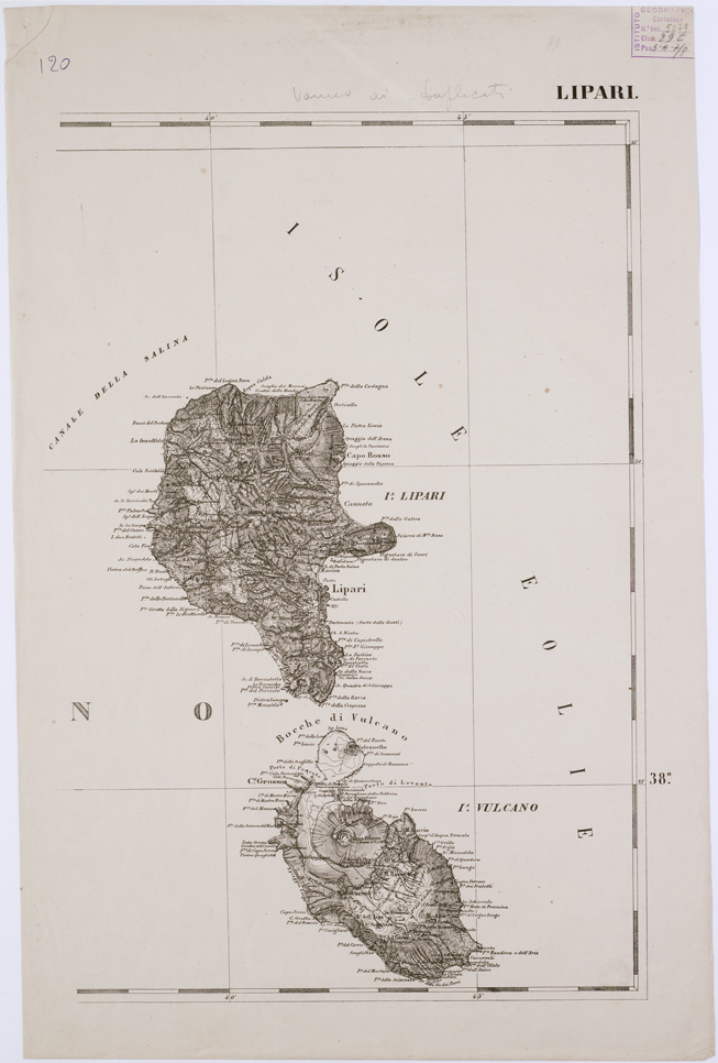 (N:2177) CARTA DELL' ITALIA MERIDIONALE - Foglio 120 - Lipari (B0001156) Carte e stampe antiche: riproduzione a colori su carta (formato A1)