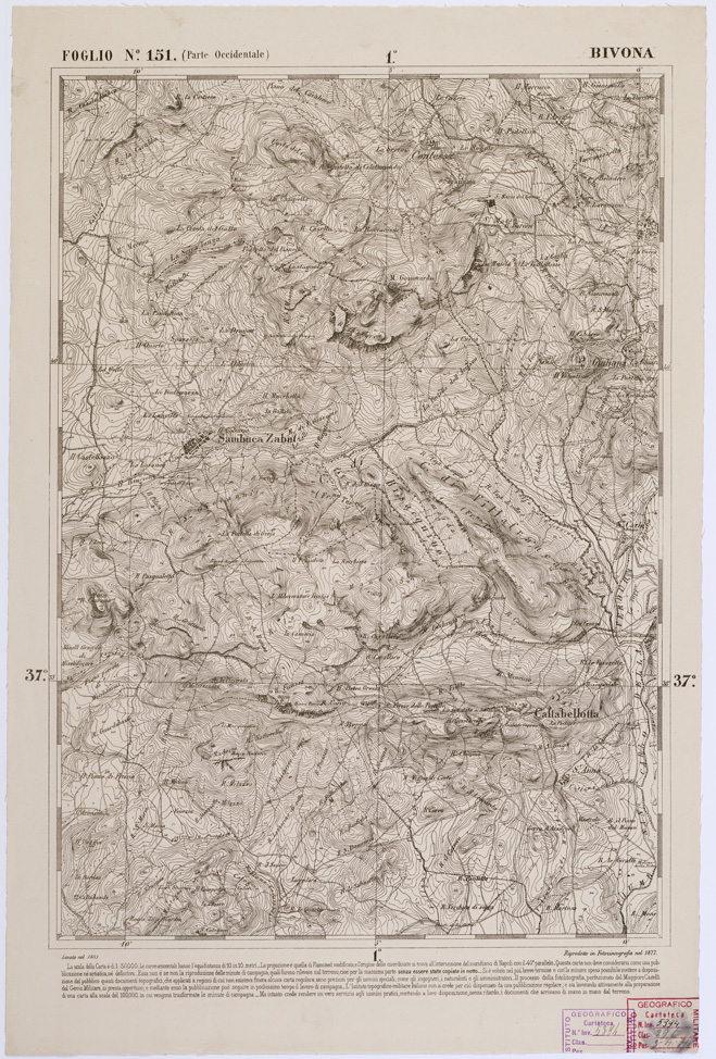 (N:2238) CARTA DELL' ITALIA MERIDIONALE EDITA DALL'ISTITUTO TOPOGRAFICO MILITARE ITALIANO - Foglio 151 parte occidentale - Bivona (B0001189) Carte e stampe antiche: riproduzione a colori su carta (formato A1)