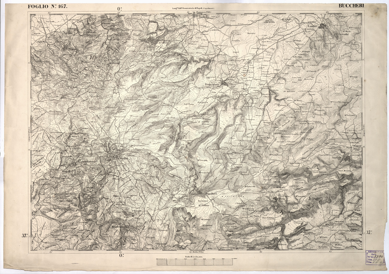 (N:2264) CARTA DELL' ITALIA MERIDIONALE EDITA DALL'ISTITUTO TOPOGRAFICO MILITARE ITALIANO - Foglio 167 - Buccheri (B0001237) Carte e stampe antiche: riproduzione a colori su carta (formato A1)