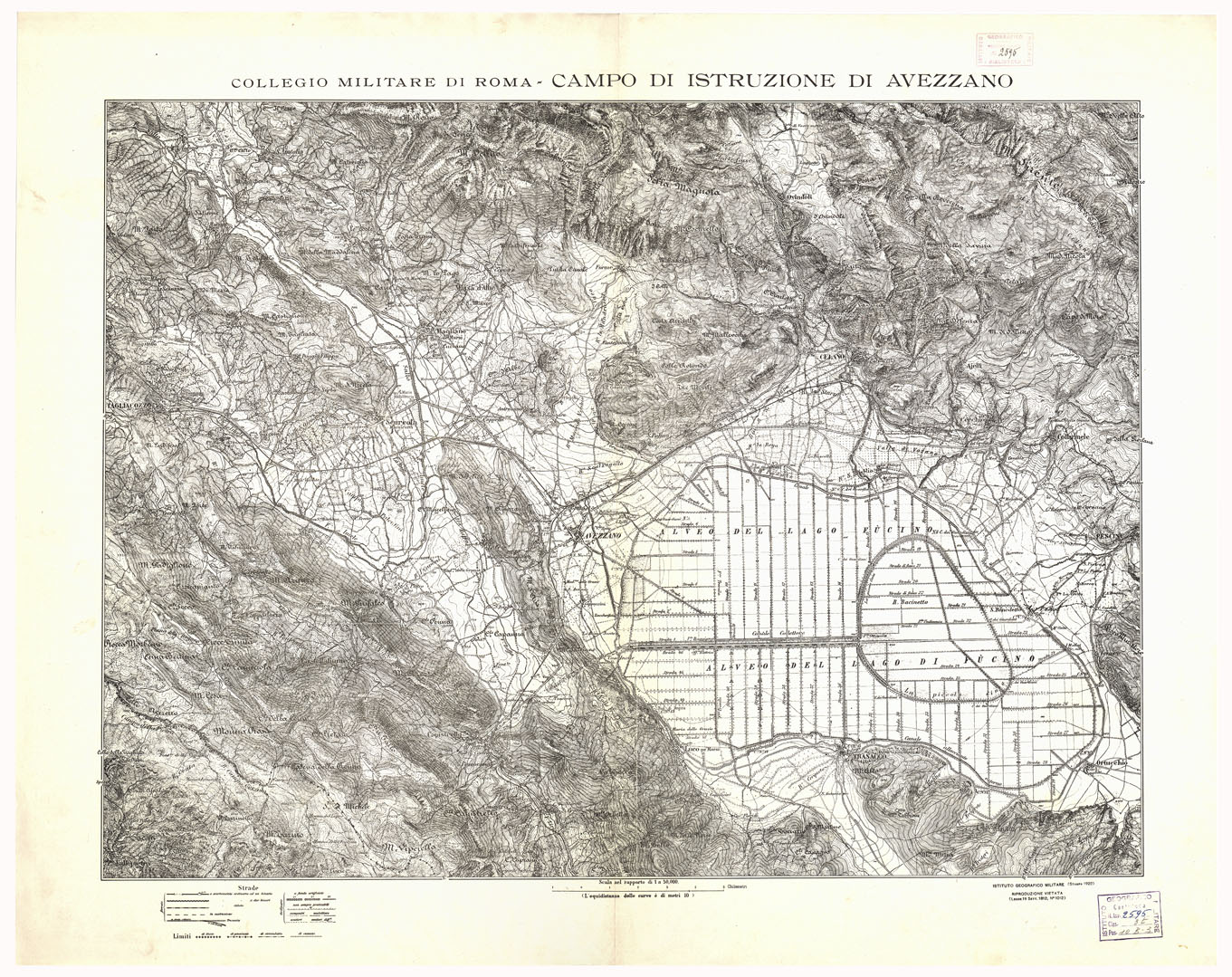(N:505) CAMPO DI ISTRUZIONE DI AVEZZANO (B0001247) Carte e stampe antiche: riproduzione a colori su carta (formato A1)