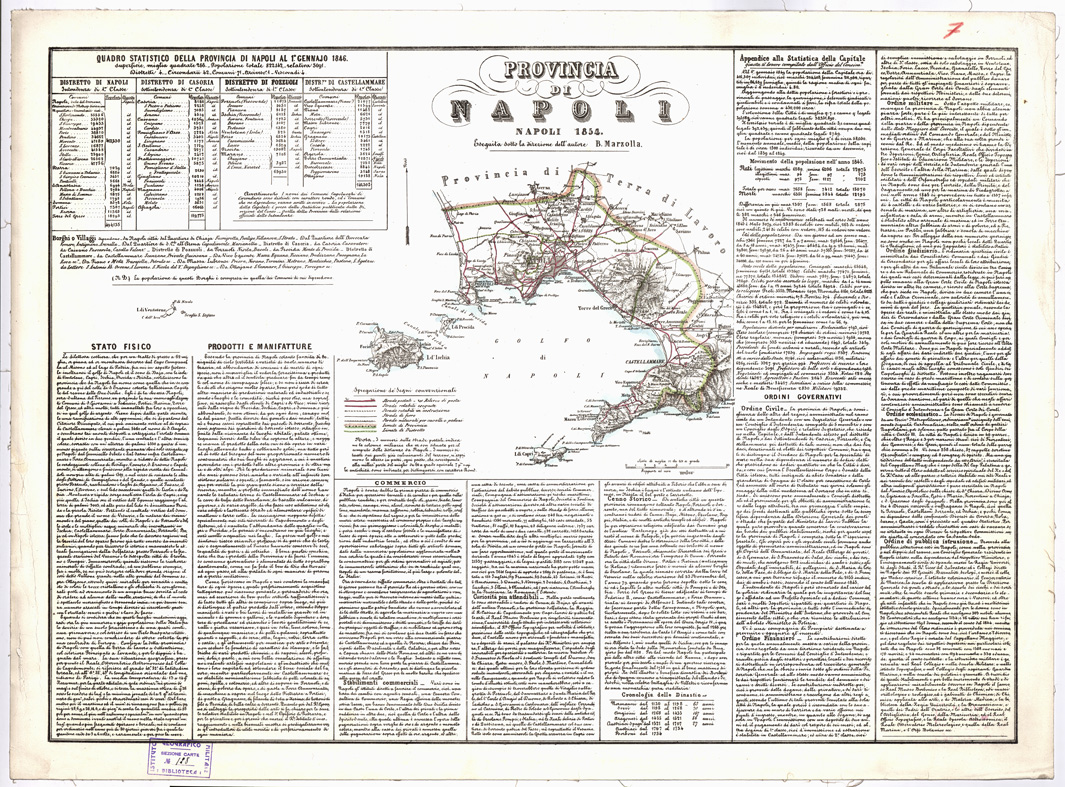 (N:1943) CARTA AMMINISTRATIVA DEL REGNO DELLE DUE SICILIE DIVISA IN SINGOLE PROVINCIE - Foglio 7 - Provincia di Napoli (B0001340) Carte e stampe antiche: riproduzione a colori su carta (formato A1)