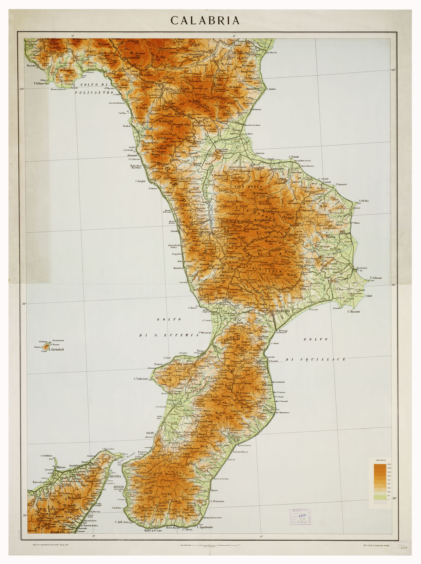 (N:468) CALABRIA (B0001371) Carte e stampe antiche: riproduzione a colori su carta (formato A1)