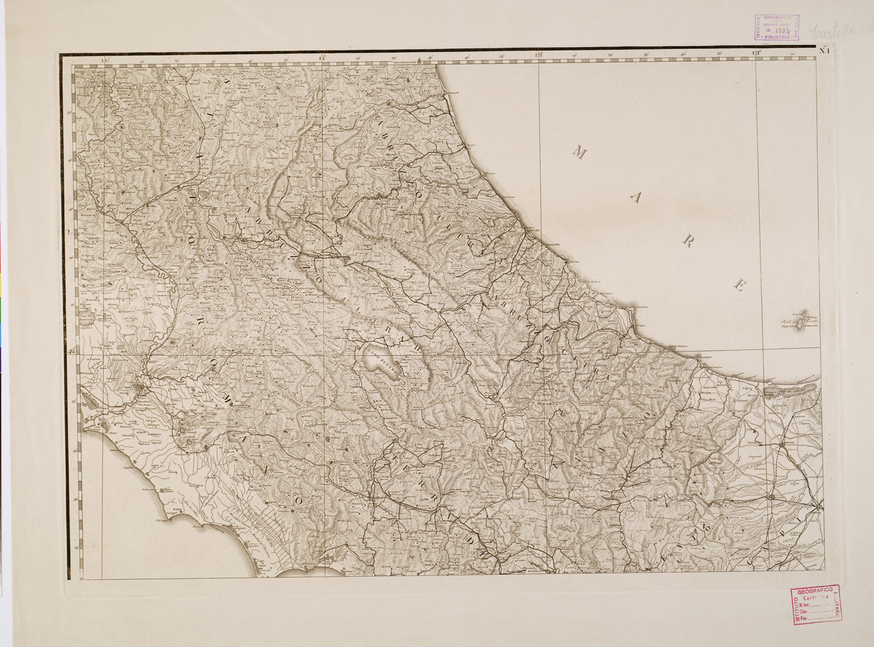 (N:321) ATLANTE DEL REGNO DI NAPOLI RIDOTTO IN VI FOGLI DA GIOVANNI ANTONIO RIZZI ZANNONI GEOGRAFO DI SUA MAESTA' SICILIANA - Foglio 1 (B0001373) Carte e stampe antiche: riproduzione a colori su carta (formato A1)
