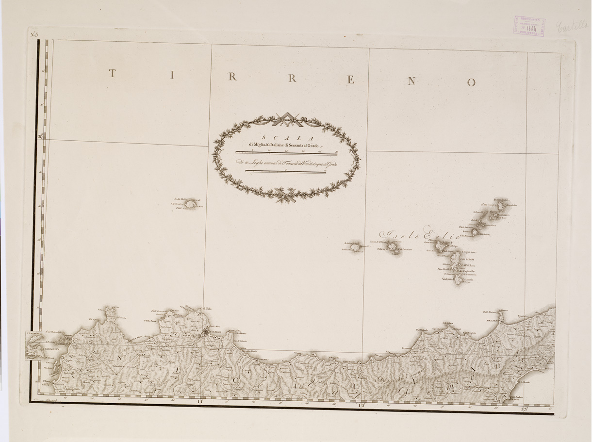 (N:325) ATLANTE DEL REGNO DI NAPOLI RIDOTTO IN VI FOGLI DA GIOVANNI ANTONIO RIZZI ZANNONI GEOGRAFO DI SUA MAESTA' SICILIANA  - Foglio 5 (B0001377) Carte e stampe antiche: riproduzione a colori su carta (formato A1)