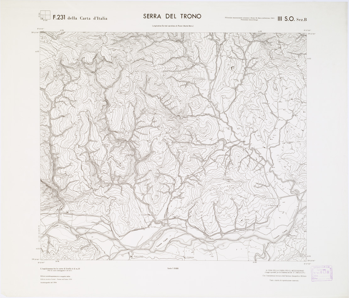 (N:7346) CARTA TOPOGRAFICA DELLA CALABRIA - Foglio 231 III S.O. SEZ.B - Serra del Trono (B0001393) Carte e stampe antiche: riproduzione a colori su carta (formato A1)