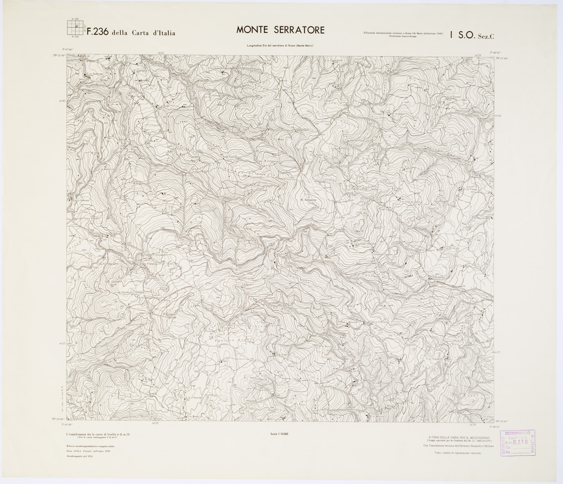 (N:7215) CARTA TOPOGRAFICA DELLA CALABRIA - Foglio 236 I S.O. SEZ.C - Monte Serratore (B0001401) Carte e stampe antiche: riproduzione a colori su carta (formato A1)