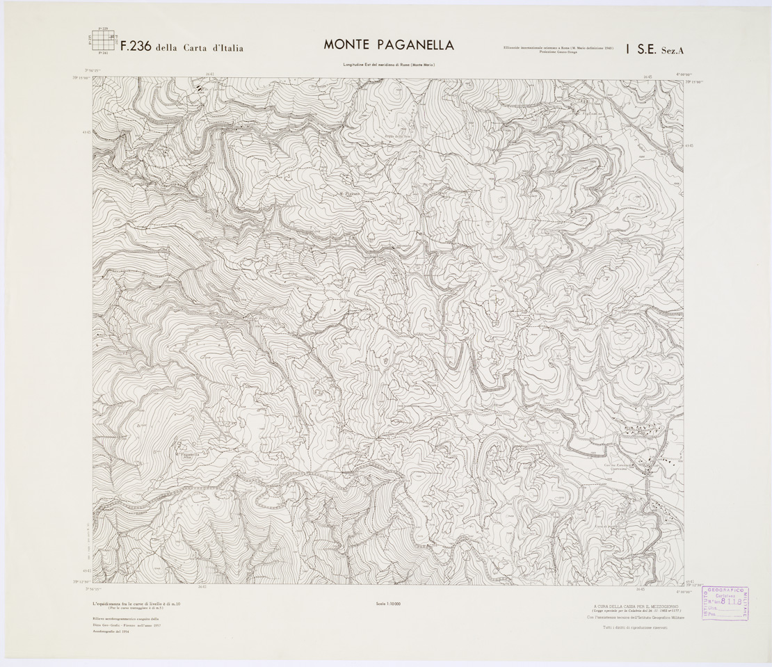 (N:7210) CARTA TOPOGRAFICA DELLA CALABRIA - Foglio 236 I S.E. SEZ.A - Monte Paganella (B0001406) Carte e stampe antiche: riproduzione a colori su carta (formato A1)