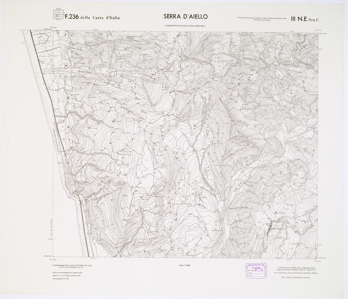 (N:7345) CARTA TOPOGRAFICA DELLA CALABRIA - Foglio 236 III N.E. SEZ.C - Serra d'Aiello (B0001408) Carte e stampe antiche: riproduzione a colori su carta (formato A1)