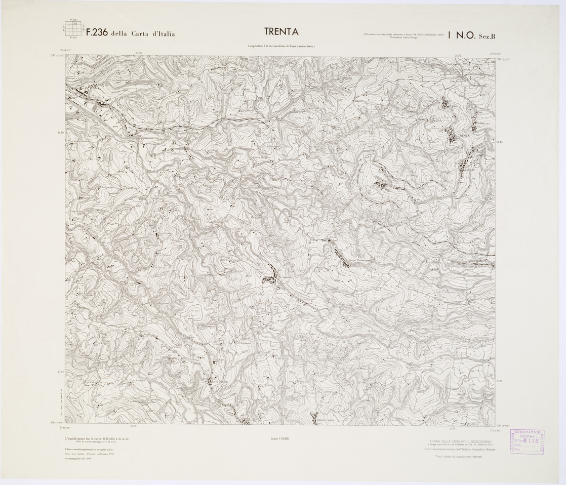 (N:7391) CARTA TOPOGRAFICA DELLA CALABRIA - Foglio 236 I N.O. SEZ.B - Trenta (B0001426) Carte e stampe antiche: riproduzione a colori su carta (formato A1)