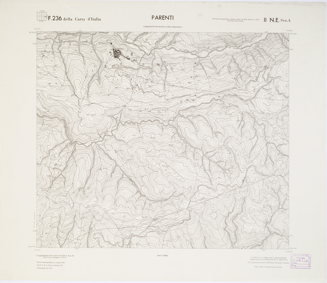(N:7241) CARTA TOPOGRAFICA DELLA CALABRIA - Foglio 236 II N.E. SEZ.A - Parenti (B0001436) Carte e stampe antiche: riproduzione a colori su carta (formato A1)
