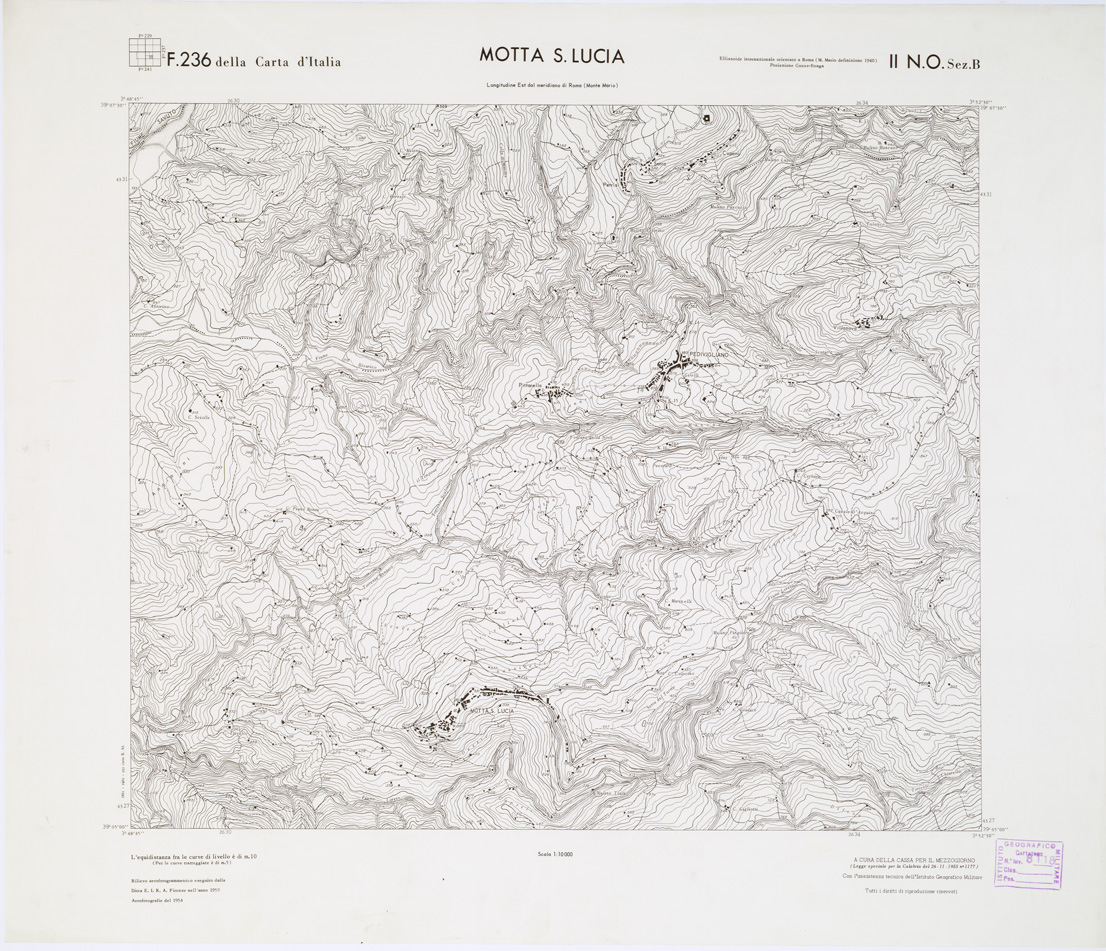 (N:7223) CARTA TOPOGRAFICA DELLA CALABRIA - Foglio 236 II N.O. SEZ.B - Motta S. Lucia (B0001437) Carte e stampe antiche: riproduzione a colori su carta (formato A1)