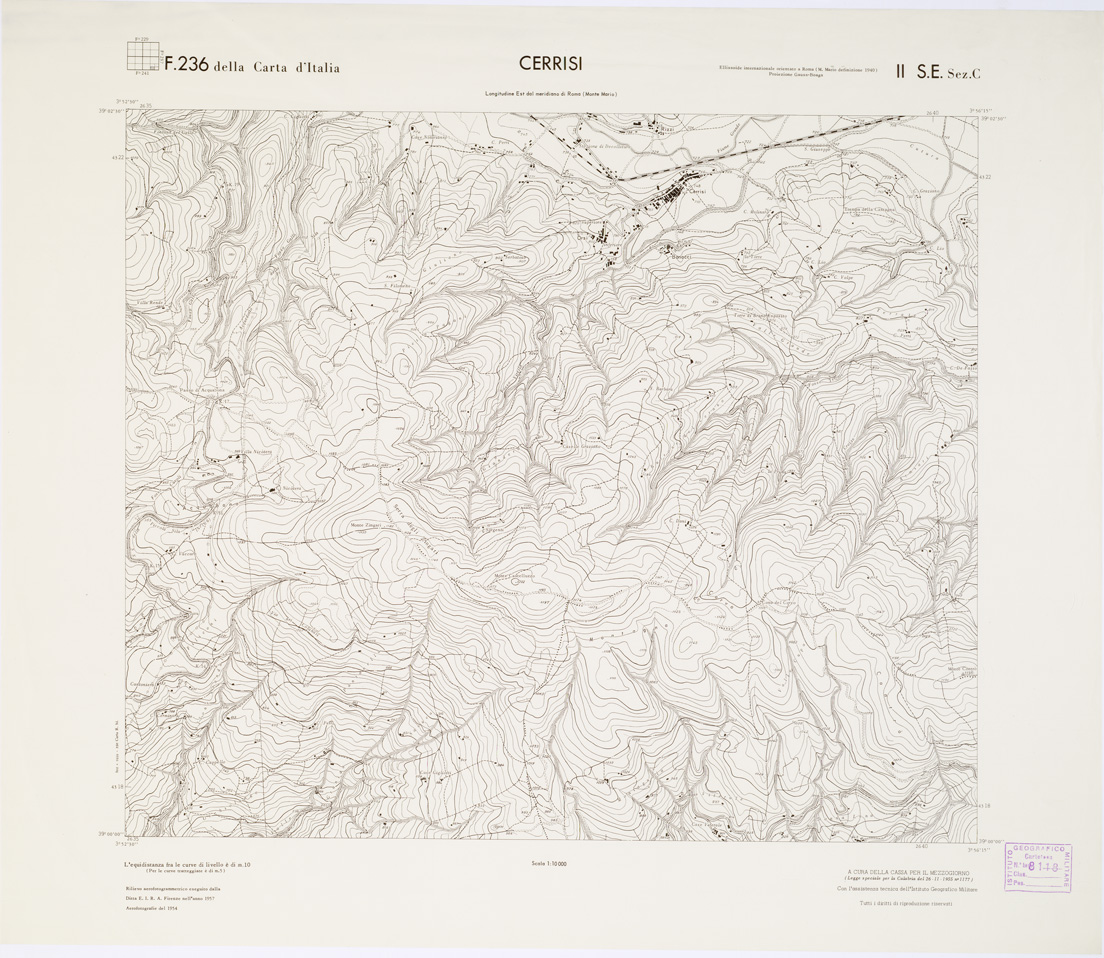 (N:7069) CARTA TOPOGRAFICA DELLA CALABRIA - Foglio 236 II S.E. SEZ.C - Cerrisi (B0001441) Carte e stampe antiche: riproduzione a colori su carta (formato A1)