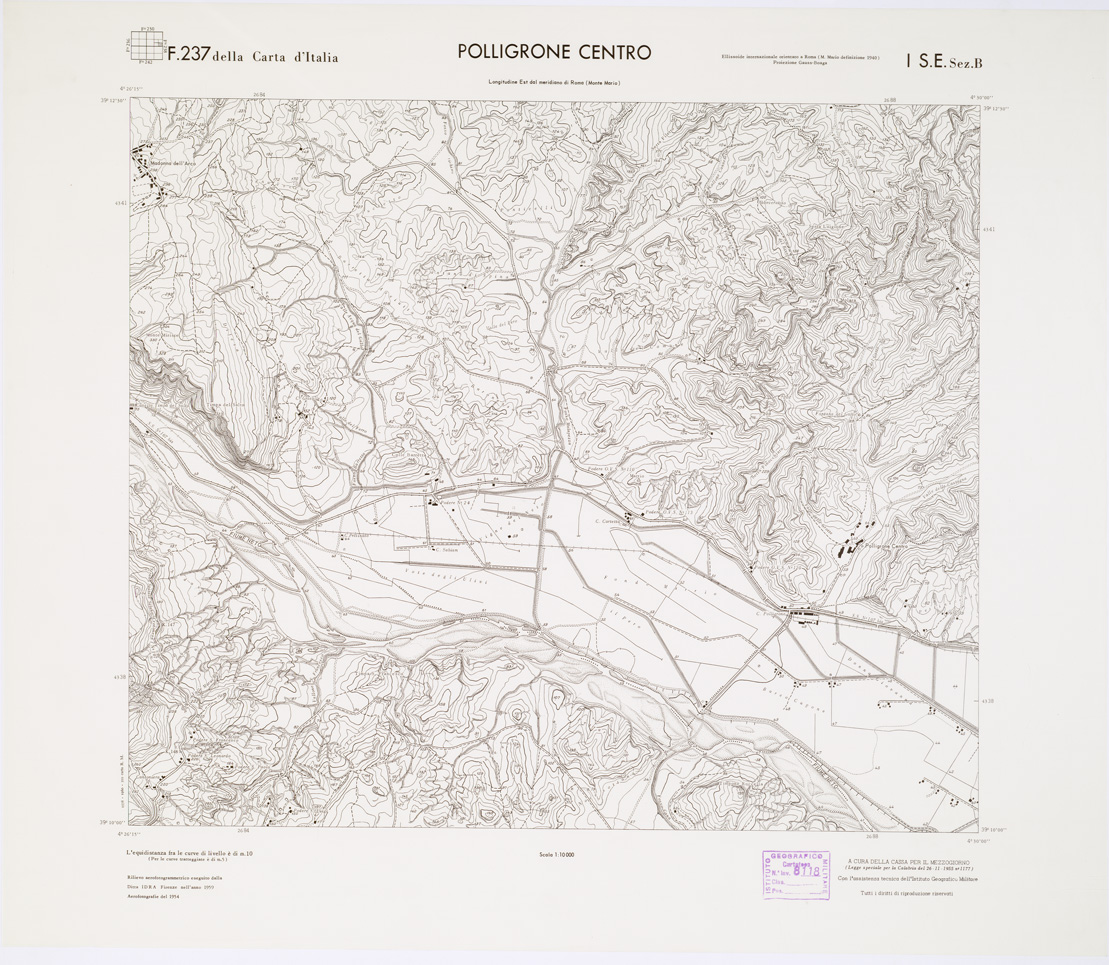 (N:7268) CARTA TOPOGRAFICA DELLA CALABRIA - Foglio 237 I S.E. SEZ.B - Polligrone Centro (B0001468) Carte e stampe antiche: riproduzione a colori su carta (formato A1)