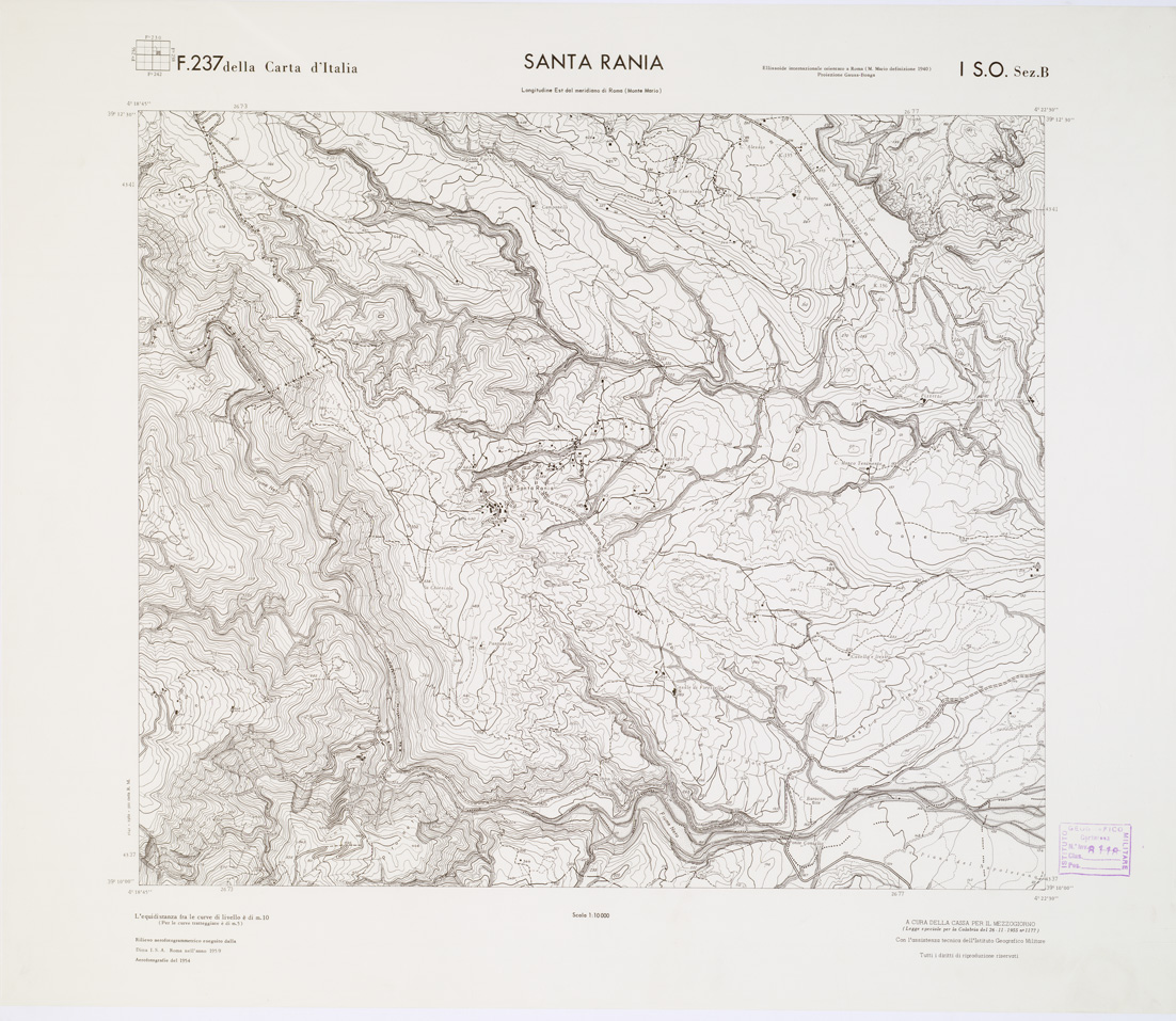(N:7334) CARTA TOPOGRAFICA DELLA CALABRIA - Foglio 237 I S.O. SEZ.B - Santa Rania (B0001472) Carte e stampe antiche: riproduzione a colori su carta (formato A1)