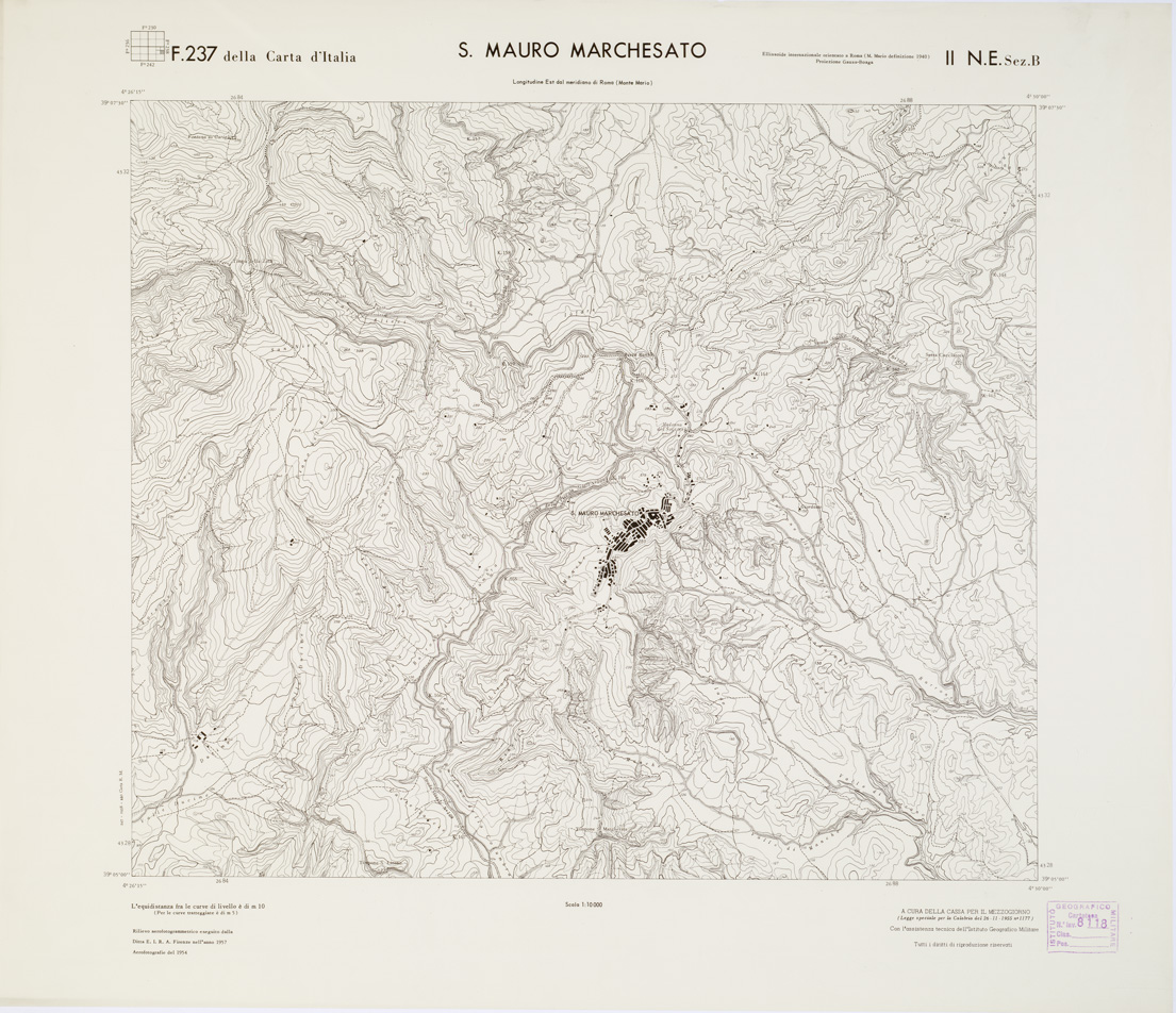 (N:7316) CARTA TOPOGRAFICA DELLA CALABRIA - Foglio 237 II N.E. SEZ.B - S. Mauro Marchesato (B0001476) Carte e stampe antiche: riproduzione a colori su carta (formato A1)