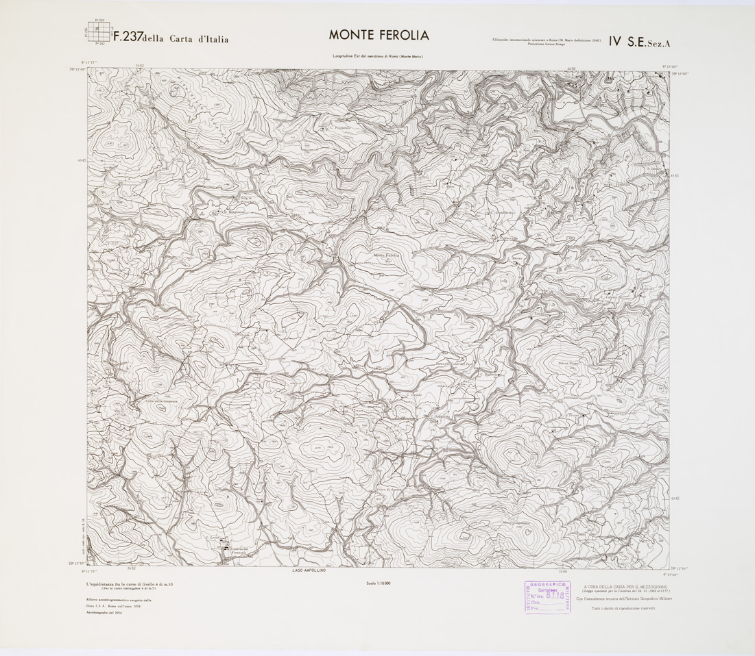 (N:7202) CARTA TOPOGRAFICA DELLA CALABRIA - Foglio 237 IV S.E. SEZ.A - Monte Ferolia (B0001507) Carte e stampe antiche: riproduzione a colori su carta (formato A1)