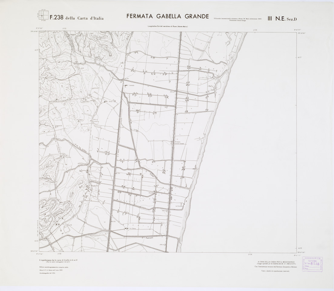 (N:7114) CARTA TOPOGRAFICA DELLA CALABRIA - Foglio 238 III N.E. SEZ.D - Fermata Gabella Grande (B0001518) Carte e stampe antiche: riproduzione a colori su carta (formato A1)
