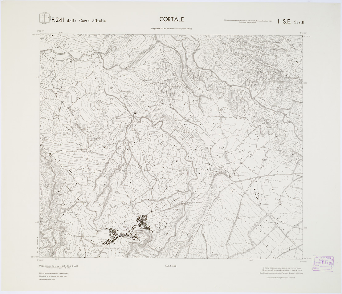 (N:7087) CARTA TOPOGRAFICA DELLA CALABRIA - Foglio 241 I S.E. SEZ.B - Cortale (B0001546) Carte e stampe antiche: riproduzione a colori su carta (formato A1)