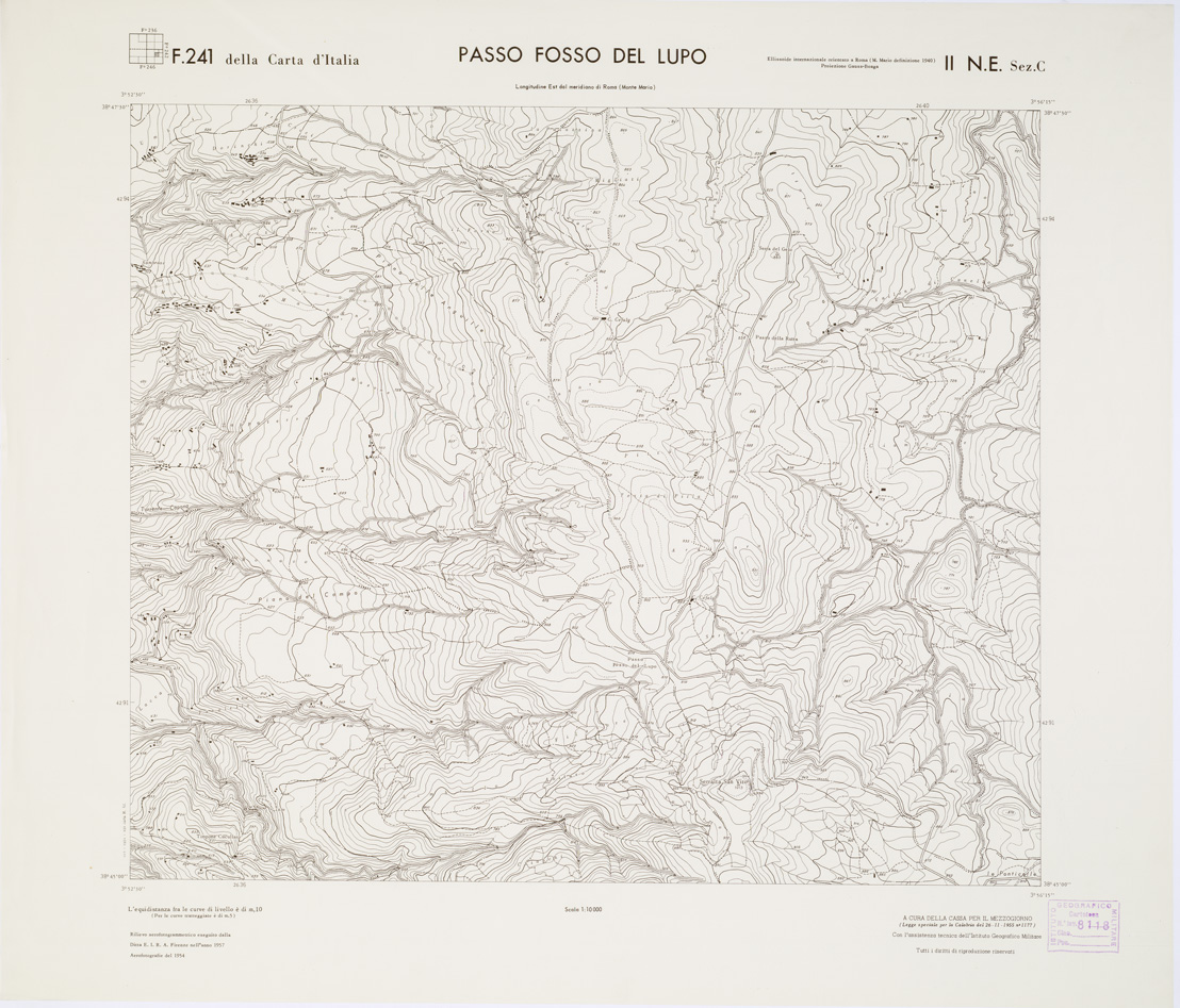 (N:7243) CARTA TOPOGRAFICA DELLA CALABRIA - Foglio 241 II N.E. SEZ.C - Passo Fosso del Lupo (B0001562) Carte e stampe antiche: riproduzione a colori su carta (formato A1)