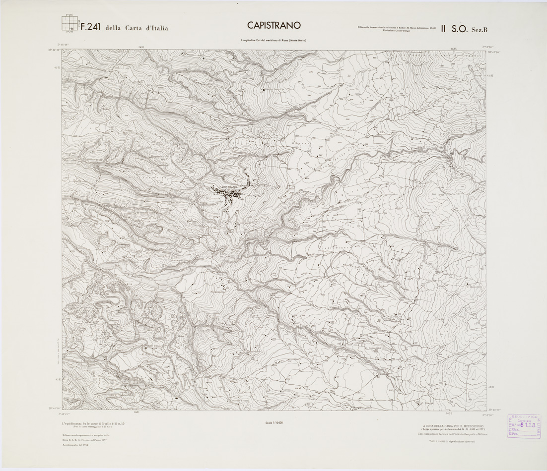 (N:7028) CARTA TOPOGRAFICA DELLA CALABRIA - Foglio 241 II S.O. SEZ.B - Capistrano (B0001568) Carte e stampe antiche: riproduzione a colori su carta (formato A1)
